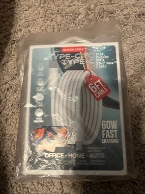 White Type-C to Type-C 6ft Fast Charging Cable - 60W